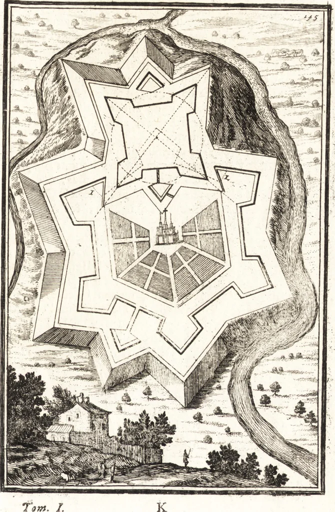 An illustration from Les travaux de Mars, ou, L'art de la guerre : divisé en trois parties ... : avec un ample détail de la milice des Turcs, tant pour l'attaque que pour la deffence : ouvrage enrichi de plus de quatre cens planches gravées en taille-douce, 1684, leaf 170