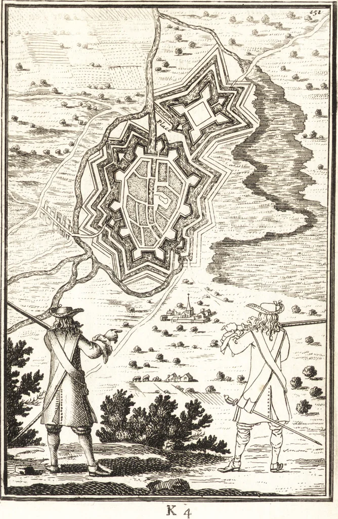An illustration from Les travaux de Mars, ou, L'art de la guerre : divisé en trois parties ... : avec un ample détail de la milice des Turcs, tant pour l'attaque que pour la deffence : ouvrage enrichi de plus de quatre cens planches gravées en taille-douce, 1684, leaf 178