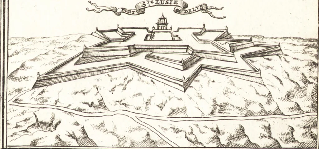 An illustration from Les travaux de Mars, ou, L'art de la guerre : divisé en trois parties ... : avec un ample détail de la milice des Turcs, tant pour l'attaque que pour la deffence : ouvrage enrichi de plus de quatre cens planches gravées en taille-douce, 1684, leaf 196