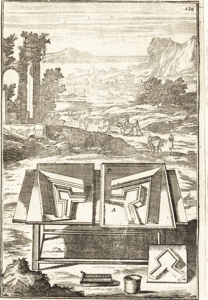 An illustration from Les travaux de Mars, ou, L'art de la guerre : divisé en trois parties ... : avec un ample détail de la milice des Turcs, tant pour l'attaque que pour la deffence : ouvrage enrichi de plus de quatre cens planches gravées en taille-douce, 1684, leaf 204