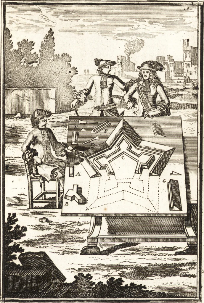 An illustration from Les travaux de Mars, ou, L'art de la guerre : divisé en trois parties ... : avec un ample détail de la milice des Turcs, tant pour l'attaque que pour la deffence : ouvrage enrichi de plus de quatre cens planches gravées en taille-douce, 1684, leaf 206
