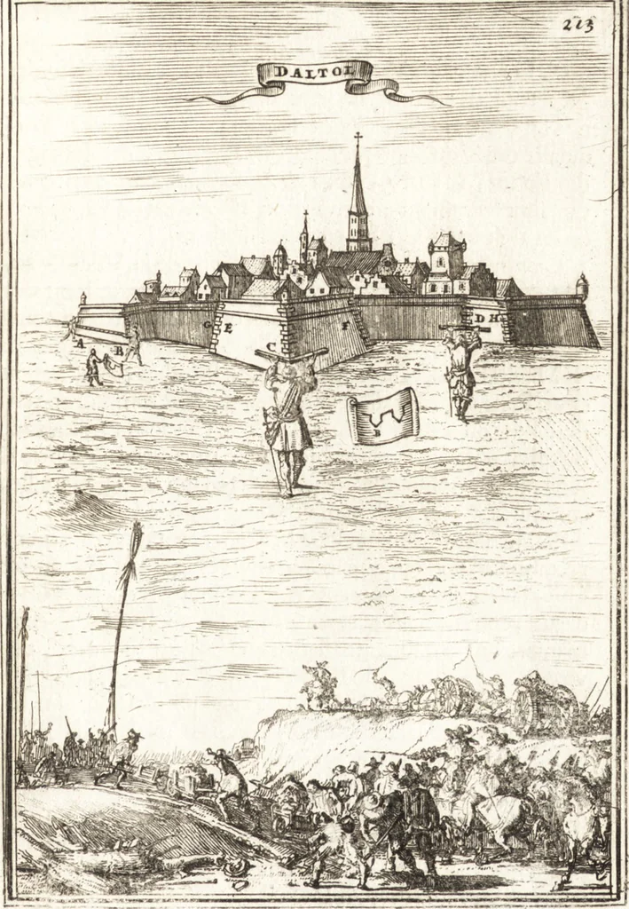 An illustration from Les travaux de Mars, ou, L'art de la guerre : divisé en trois parties ... : avec un ample détail de la milice des Turcs, tant pour l'attaque que pour la deffence : ouvrage enrichi de plus de quatre cens planches gravées en taille-douce, 1684, leaf 238
