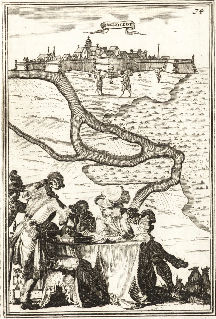 An illustration from Les travaux de Mars, ou, L'art de la guerre : divisé en trois parties ... : avec un ample détail de la milice des Turcs, tant pour l'attaque que pour la deffence : ouvrage enrichi de plus de quatre cens planches gravées en taille-douce, 1684, leaf 242