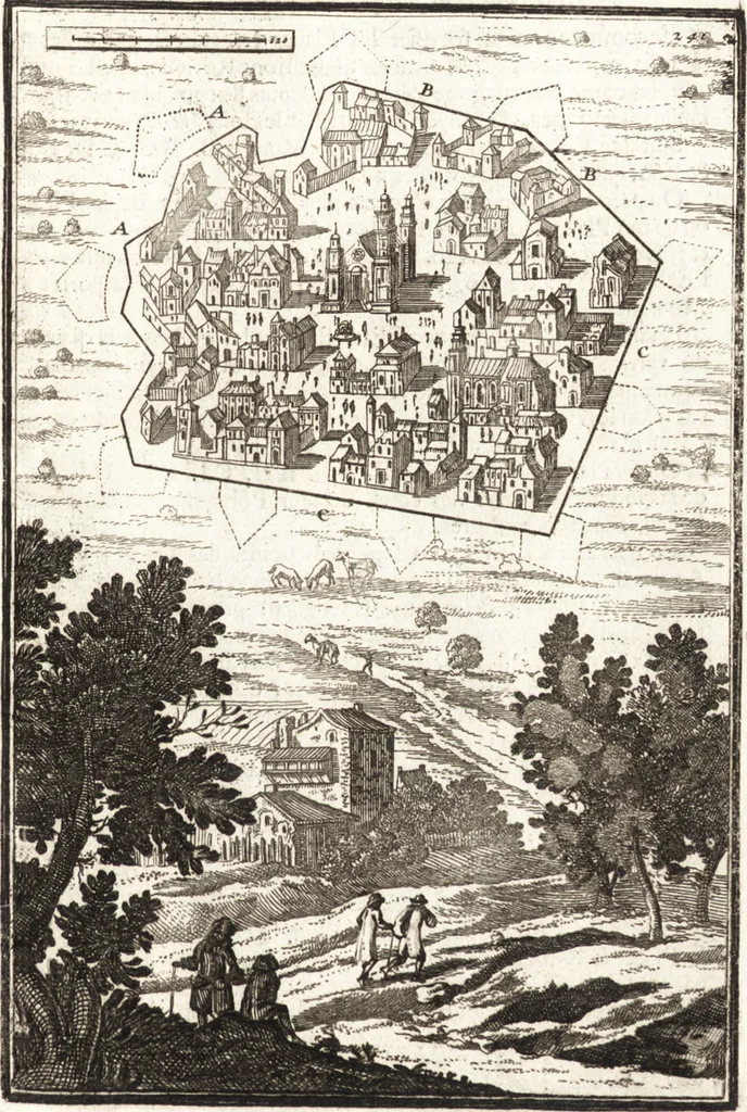 An illustration from Les travaux de Mars, ou, L'art de la guerre : divisé en trois parties ... : avec un ample détail de la milice des Turcs, tant pour l'attaque que pour la deffence : ouvrage enrichi de plus de quatre cens planches gravées en taille-douce, 1684, leaf 276