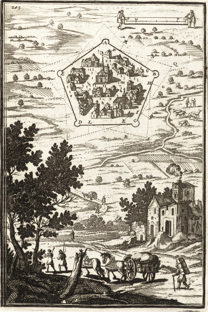 An illustration from Les travaux de Mars, ou, L'art de la guerre : divisé en trois parties ... : avec un ample détail de la milice des Turcs, tant pour l'attaque que pour la deffence : ouvrage enrichi de plus de quatre cens planches gravées en taille-douce, 1684, leaf 278