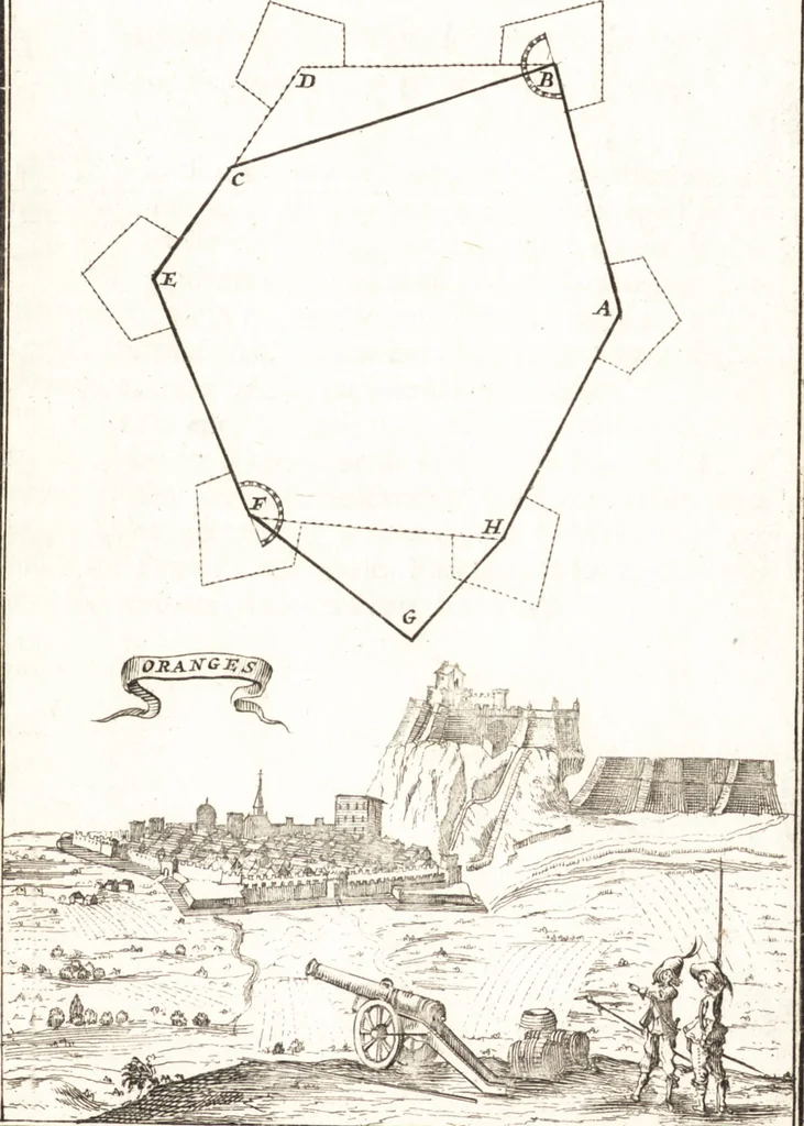 An illustration from Les travaux de Mars, ou, L'art de la guerre : divisé en trois parties ... : avec un ample détail de la milice des Turcs, tant pour l'attaque que pour la deffence : ouvrage enrichi de plus de quatre cens planches gravées en taille-douce, 1684, leaf 288