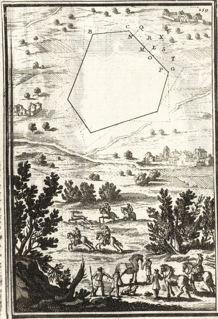 An illustration from Les travaux de Mars, ou, L'art de la guerre : divisé en trois parties ... : avec un ample détail de la milice des Turcs, tant pour l'attaque que pour la deffence : ouvrage enrichi de plus de quatre cens planches gravées en taille-douce, 1684, leaf 294
