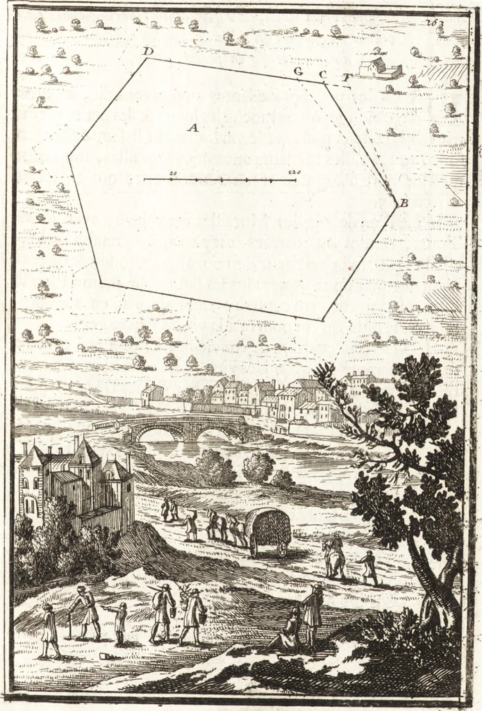An illustration from Les travaux de Mars, ou, L'art de la guerre : divisé en trois parties ... : avec un ample détail de la milice des Turcs, tant pour l'attaque que pour la deffence : ouvrage enrichi de plus de quatre cens planches gravées en taille-douce, 1684, leaf 298