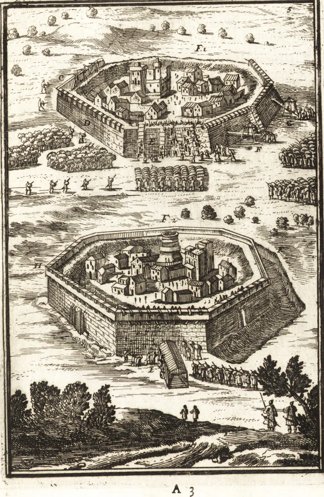 An illustration from Les travaux de Mars, ou, L'art de la guerre : divisé en trois parties ... : avec un ample détail de la milice des Turcs, tant pour l'attaque que pour la deffence : ouvrage enrichi de plus de quatre cens planches gravées en taille-douce, 1684, leaf 30