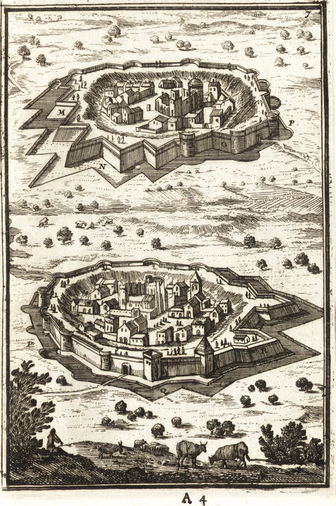 An illustration from Les travaux de Mars, ou, L'art de la guerre : divisé en trois parties ... : avec un ample détail de la milice des Turcs, tant pour l'attaque que pour la deffence : ouvrage enrichi de plus de quatre cens planches gravées en taille-douce, 1684, leaf 32