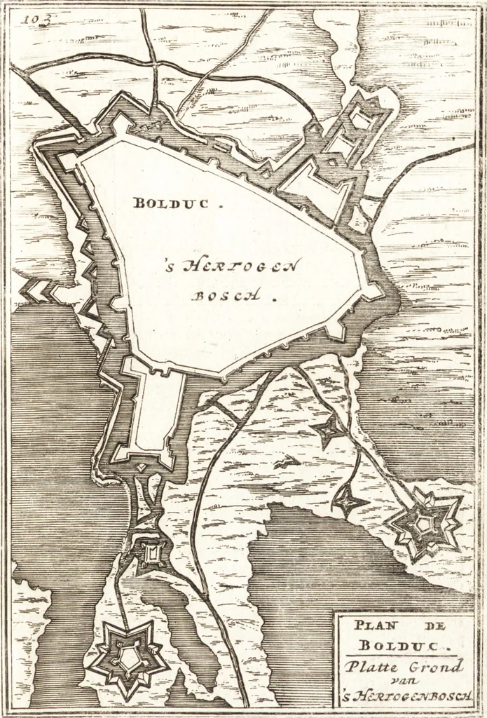 An illustration from Les travaux de Mars, ou, L'art de la guerre : divisé en trois parties ... : avec un ample détail de la milice des Turcs, tant pour l'attaque que pour la deffence : ouvrage enrichi de plus de quatre cens planches gravées en taille-douce, 1684, leaf 334