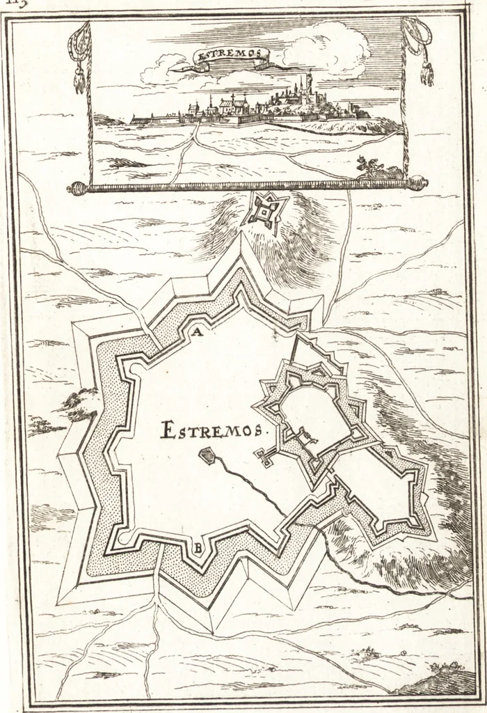 An illustration from Les travaux de Mars, ou, L'art de la guerre : divisé en trois parties ... : avec un ample détail de la milice des Turcs, tant pour l'attaque que pour la deffence : ouvrage enrichi de plus de quatre cens planches gravées en taille-douce, 1684, leaf 358