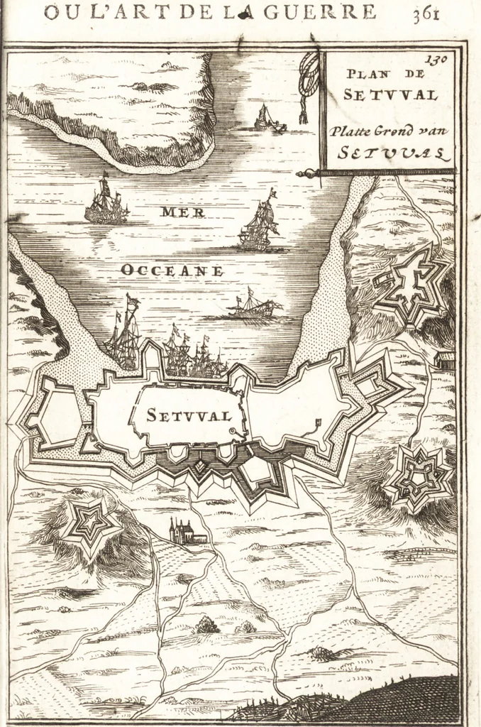 An illustration from Les travaux de Mars, ou, L'art de la guerre : divisé en trois parties ... : avec un ample détail de la milice des Turcs, tant pour l'attaque que pour la deffence : ouvrage enrichi de plus de quatre cens planches gravées en taille-douce, 1684, leaf 396