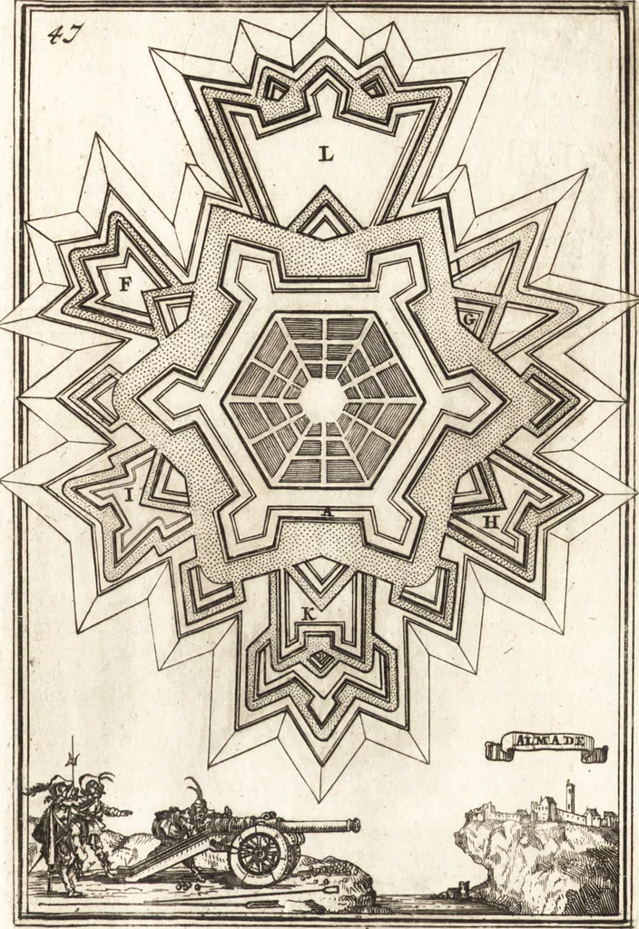 An illustration from Les travaux de Mars, ou, L'art de la guerre : divisé en trois parties ... : avec un ample détail de la milice des Turcs, tant pour l'attaque que pour la deffence : ouvrage enrichi de plus de quatre cens planches gravées en taille-douce, 1684, leaf 84