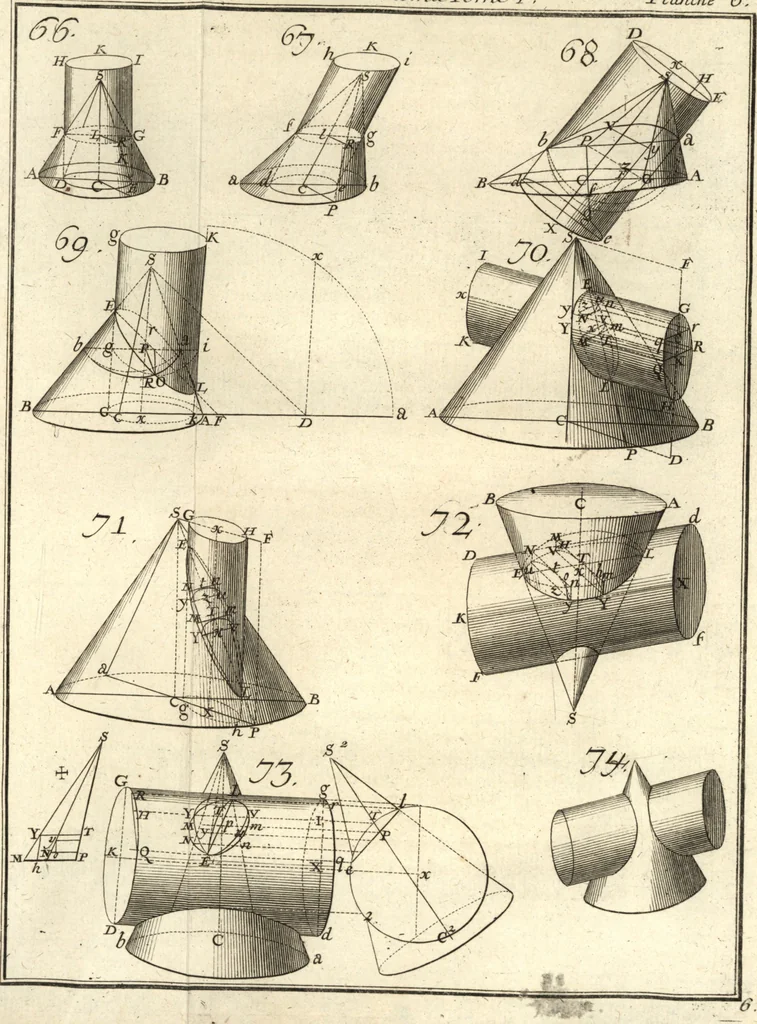 An illustration from La théorie et la pratique de la coupe des pierres et des bois, pour la construction des voutes et autres parties des bâtimens civils & militaires, ou, Traité de stéréotomie à l'usage de l'architecture, 1754, leaf 184