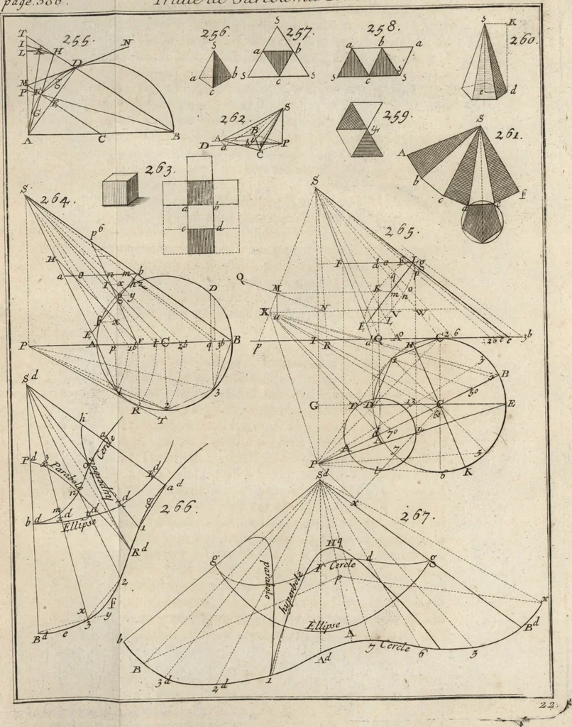 An illustration from La théorie et la pratique de la coupe des pierres et des bois, pour la construction des voutes et autres parties des bâtimens civils & militaires, ou, Traité de stéréotomie à l'usage de l'architecture, 1754, leaf 470