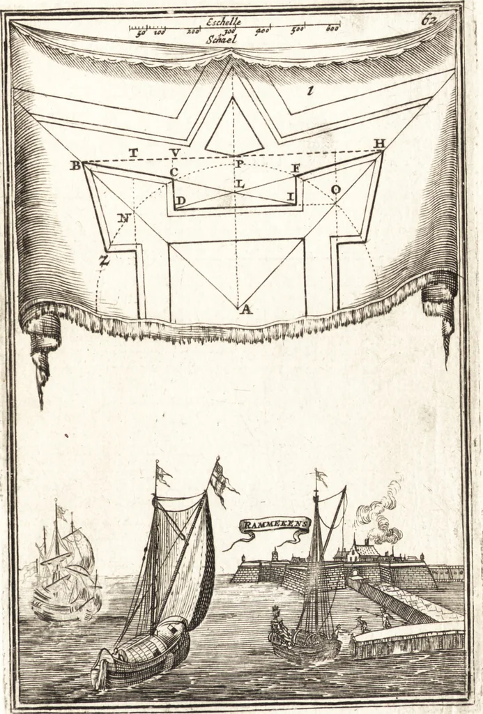 An illustration from Les travaux de Mars, ou, L'art de la guerre : divisé en trois parties ... : avec un ample détail de la milice des Turcs, tant pour l'attaque que pour la deffence : ouvrage enrichi de plus de quatre cens planches gravées en taille-douce, 1684, leaf 114