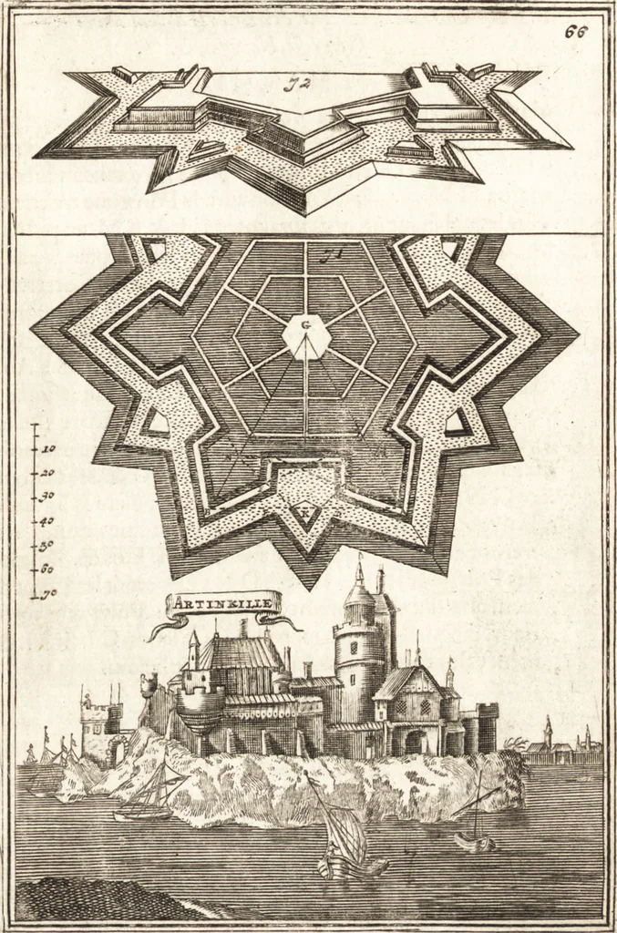 An illustration from Les travaux de Mars, ou, L'art de la guerre : divisé en trois parties ... : avec un ample détail de la milice des Turcs, tant pour l'attaque que pour la deffence : ouvrage enrichi de plus de quatre cens planches gravées en taille-douce, 1684, leaf 124