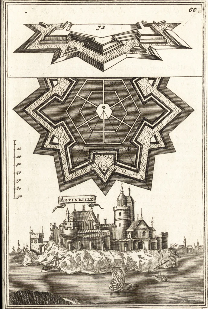 An illustration from Les travaux de Mars, ou, L'art de la guerre : divisé en trois parties ... : avec un ample détail de la milice des Turcs, tant pour l'attaque que pour la deffence : ouvrage enrichi de plus de quatre cens planches gravées en taille-douce, 1684, leaf 126