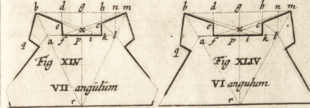 An illustration from Les travaux de Mars, ou, L'art de la guerre : divisé en trois parties ... : avec un ample détail de la milice des Turcs, tant pour l'attaque que pour la deffence : ouvrage enrichi de plus de quatre cens planches gravées en taille-douce, 1684, leaf 200