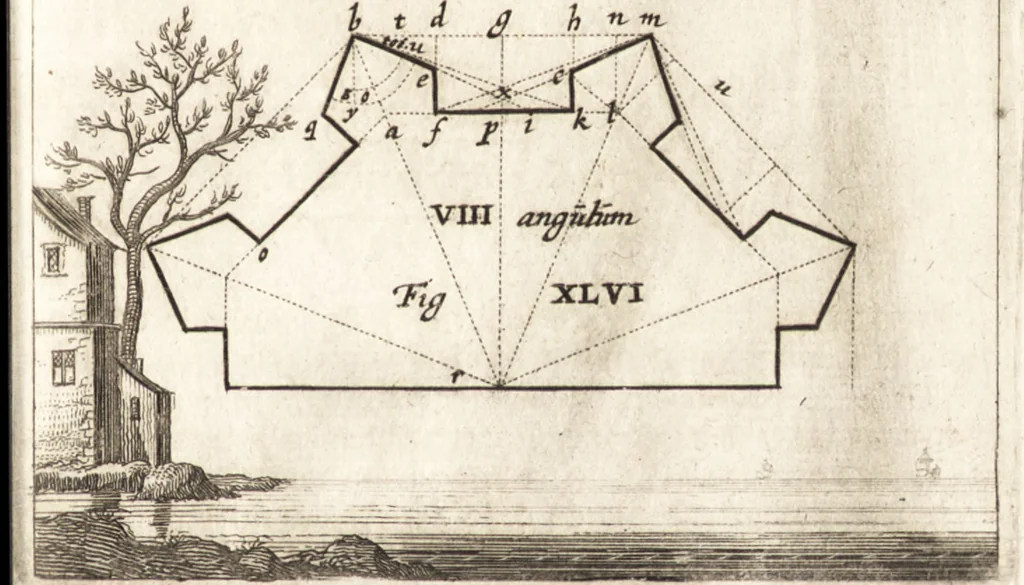 An illustration from Les travaux de Mars, ou, L'art de la guerre : divisé en trois parties ... : avec un ample détail de la milice des Turcs, tant pour l'attaque que pour la deffence : ouvrage enrichi de plus de quatre cens planches gravées en taille-douce, 1684, leaf 200