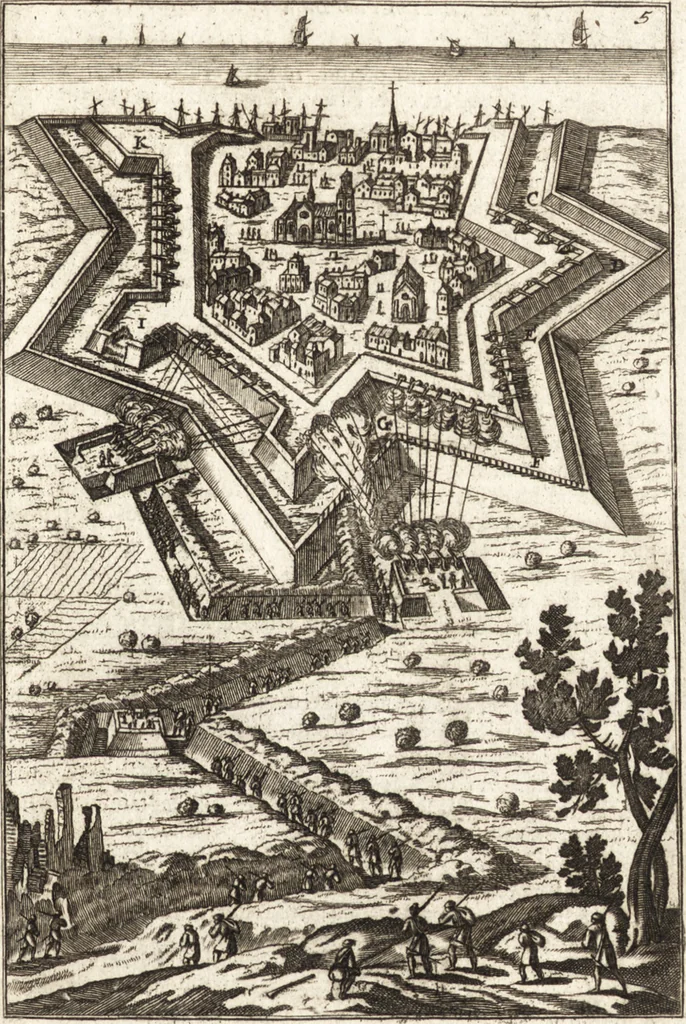 An illustration from Les travaux de Mars, ou, L'art de la guerre : divisé en trois parties ... : avec un ample détail de la milice des Turcs, tant pour l'attaque que pour la deffence : ouvrage enrichi de plus de quatre cens planches gravées en taille-douce, 1684, leaf 24