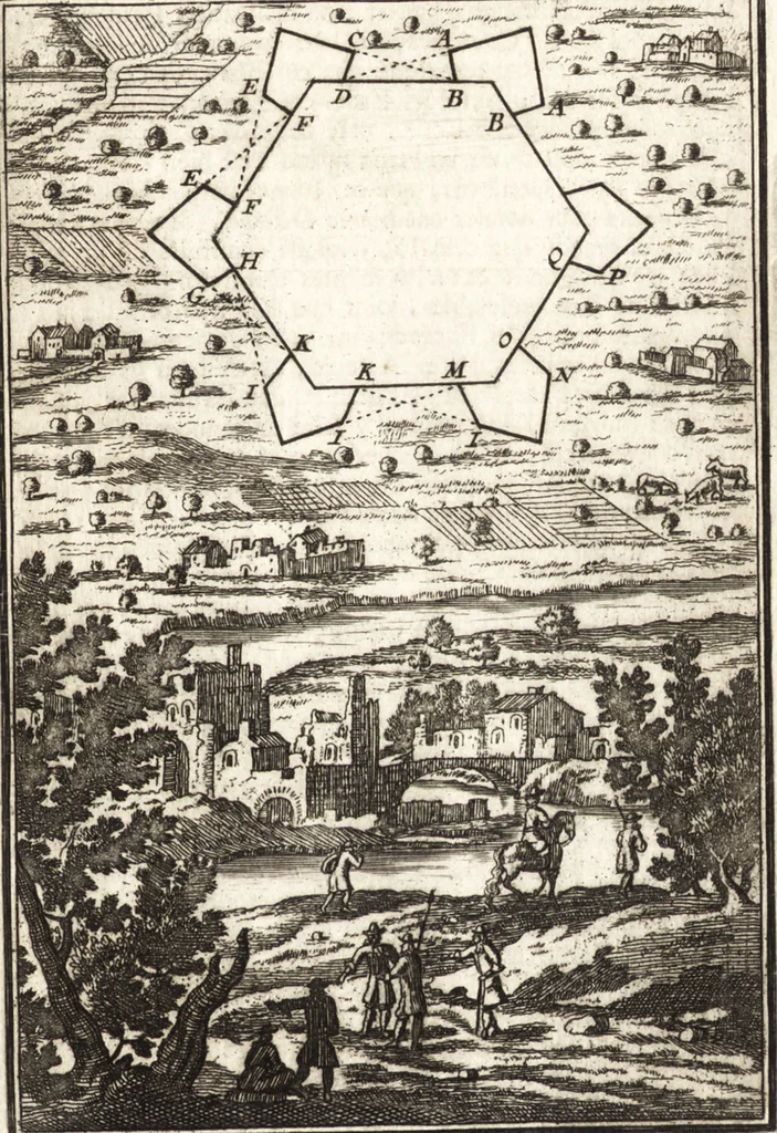 An illustration from Les travaux de Mars, ou, L'art de la guerre : divisé en trois parties ... : avec un ample détail de la milice des Turcs, tant pour l'attaque que pour la deffence : ouvrage enrichi de plus de quatre cens planches gravées en taille-douce, 1684, leaf 26