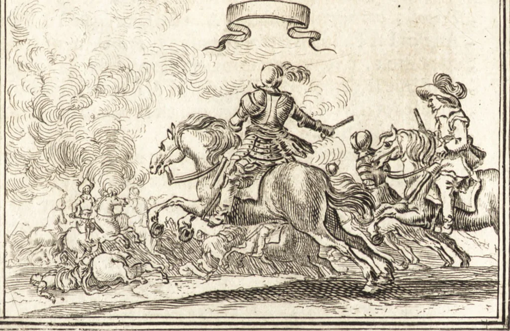 An illustration from Les travaux de Mars, ou, L'art de la guerre : divisé en trois parties ... : avec un ample détail de la milice des Turcs, tant pour l'attaque que pour la deffence : ouvrage enrichi de plus de quatre cens planches gravées en taille-douce, 1684, leaf 268