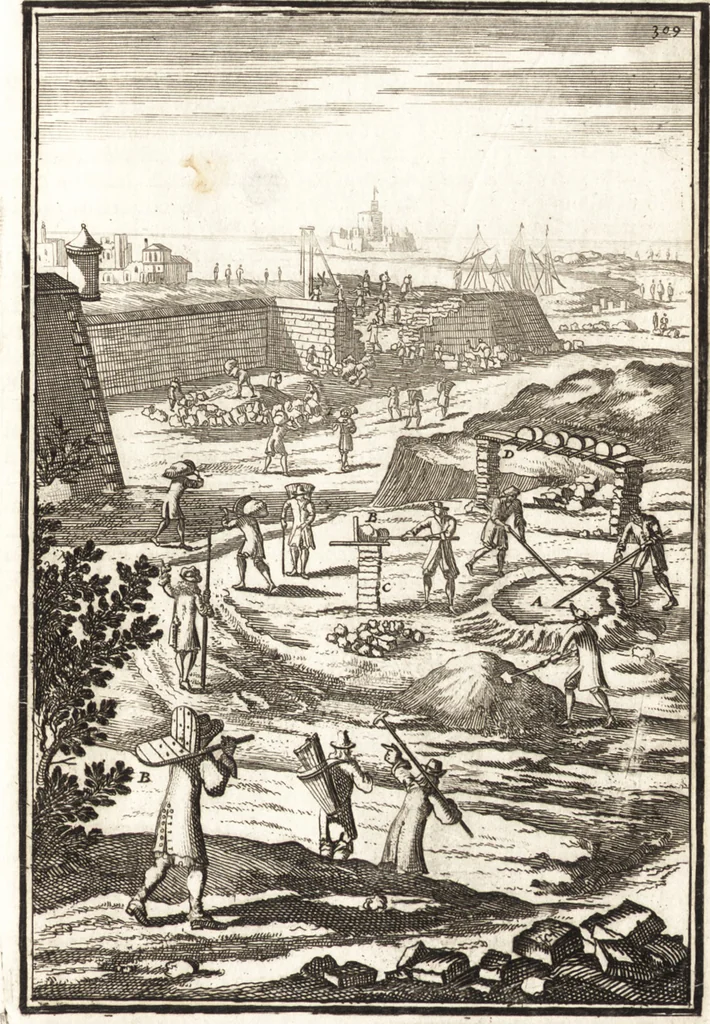 An illustration from Les travaux de Mars, ou, L'art de la guerre : divisé en trois parties ... : avec un ample détail de la milice des Turcs, tant pour l'attaque que pour la deffence : ouvrage enrichi de plus de quatre cens planches gravées en taille-douce, 1684, leaf 330