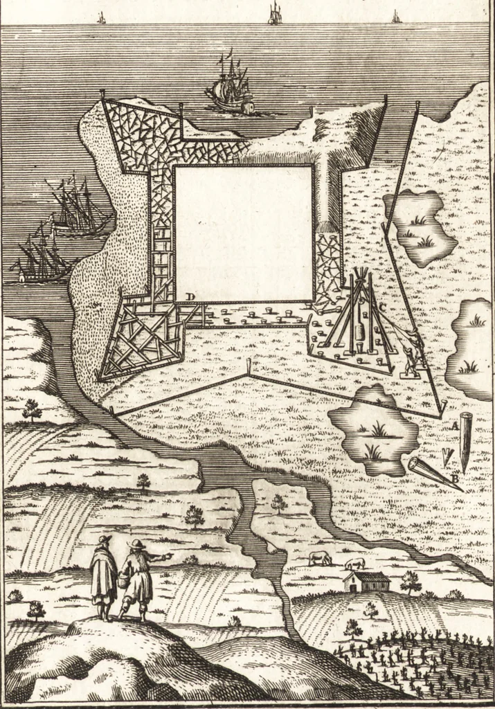 An illustration from Les travaux de Mars, ou, L'art de la guerre : divisé en trois parties ... : avec un ample détail de la milice des Turcs, tant pour l'attaque que pour la deffence : ouvrage enrichi de plus de quatre cens planches gravées en taille-douce, 1684, leaf 340