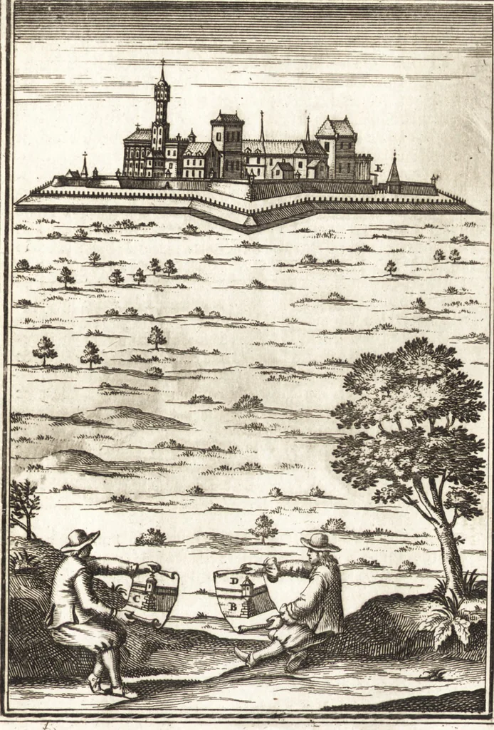 An illustration from Les travaux de Mars, ou, L'art de la guerre : divisé en trois parties ... : avec un ample détail de la milice des Turcs, tant pour l'attaque que pour la deffence : ouvrage enrichi de plus de quatre cens planches gravées en taille-douce, 1684, leaf 350