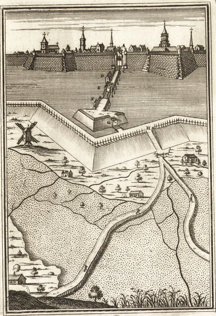An illustration from Les travaux de Mars, ou, L'art de la guerre : divisé en trois parties ... : avec un ample détail de la milice des Turcs, tant pour l'attaque que pour la deffence : ouvrage enrichi de plus de quatre cens planches gravées en taille-douce, 1684, leaf 352