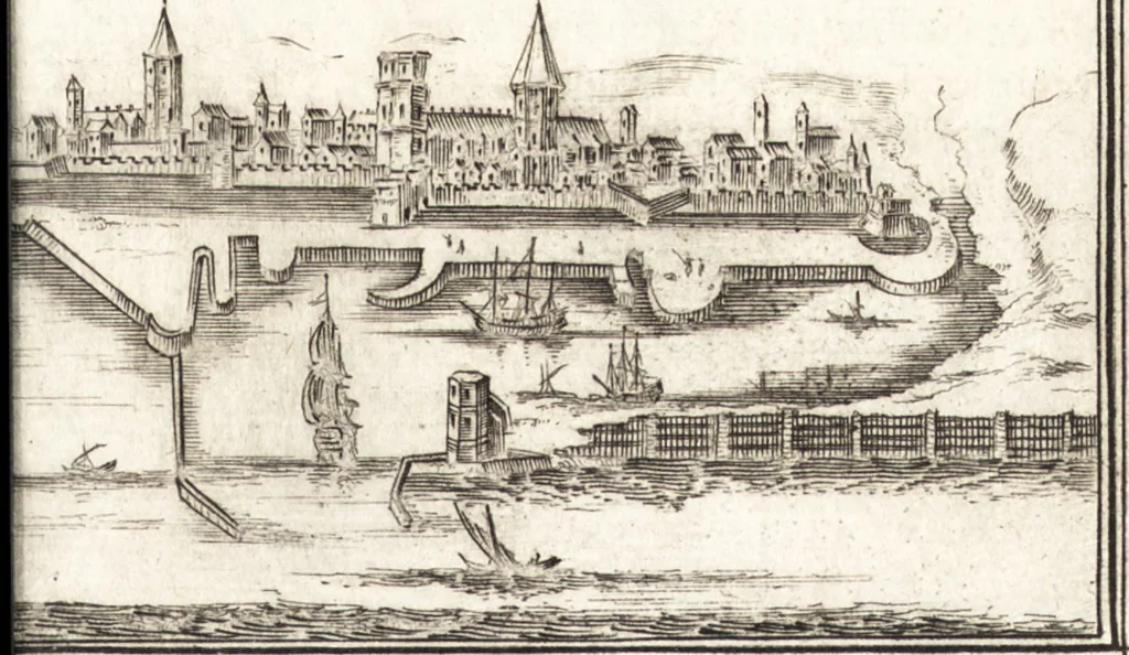 An illustration from Les travaux de Mars, ou, L'art de la guerre : divisé en trois parties ... : avec un ample détail de la milice des Turcs, tant pour l'attaque que pour la deffence : ouvrage enrichi de plus de quatre cens planches gravées en taille-douce, 1684, leaf 36