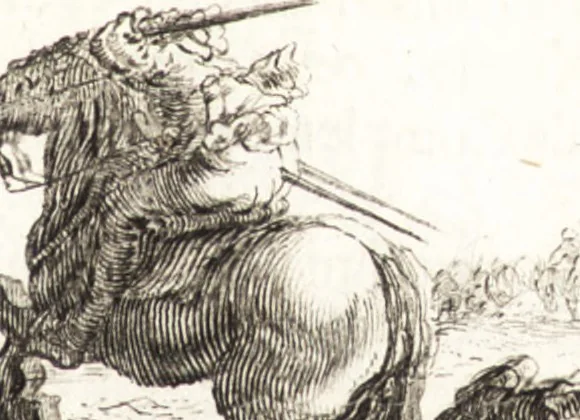 An illustration from Les travaux de Mars, ou, L'art de la guerre : divisé en trois parties ... : avec un ample détail de la milice des Turcs, tant pour l'attaque que pour la deffence : ouvrage enrichi de plus de quatre cens planches gravées en taille-douce, 1684, leaf 72