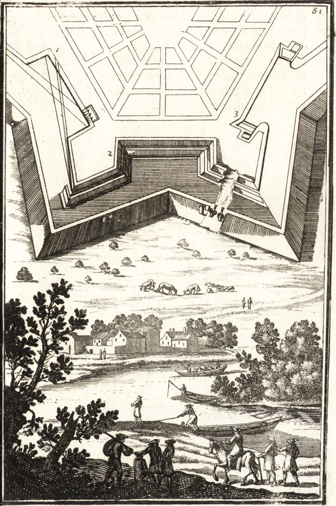 An illustration from Les travaux de Mars, ou, L'art de la guerre : divisé en trois parties ... : avec un ample détail de la milice des Turcs, tant pour l'attaque que pour la deffence : ouvrage enrichi de plus de quatre cens planches gravées en taille-douce, 1684, leaf 80