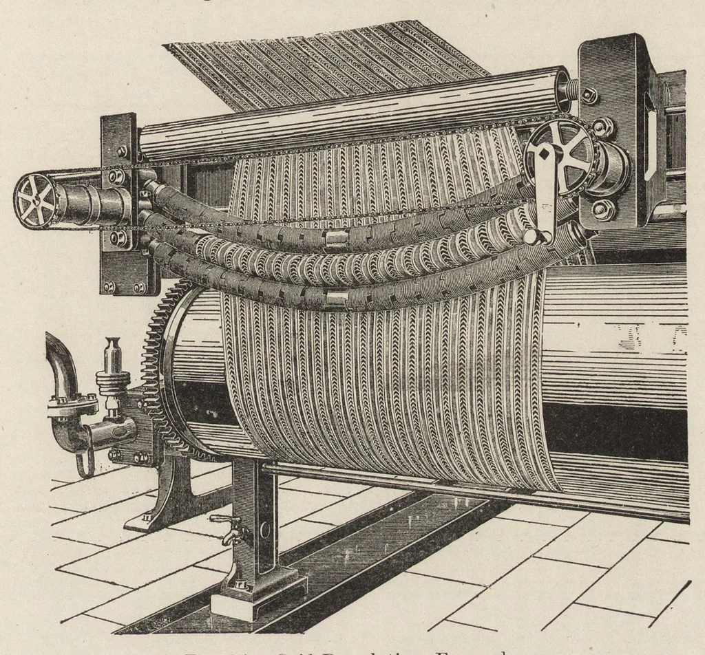 An illustration from Cyclopedia of textile work : a general reference library on cotton, woolen and worsted yarn manufacture, weaving, designing, chemistry and dyeing, finishing, knitting, and allied subjects, 1907, leaf 126
