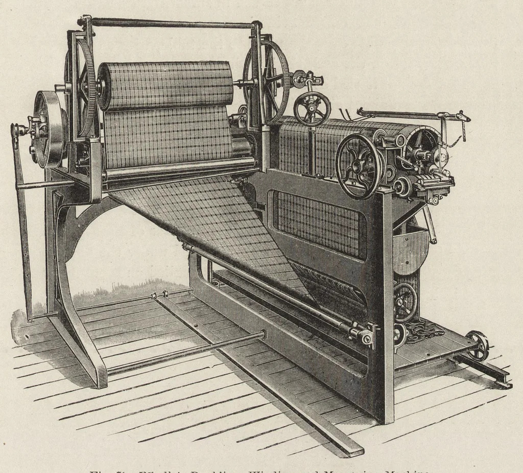 An illustration from Cyclopedia of textile work : a general reference library on cotton, woolen and worsted yarn manufacture, weaving, designing, chemistry and dyeing, finishing, knitting, and allied subjects, 1907, leaf 210