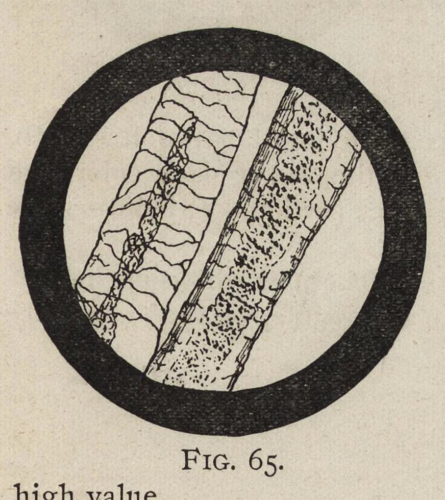 An illustration from Textile calculations : being a guide to calculations relating to the construction of all kinds of yarns and fabrics, the analysis of cloth, speed, power and belt calculations : for the use of students, operatives, overseers and manufacturers, 1896, leaf 102