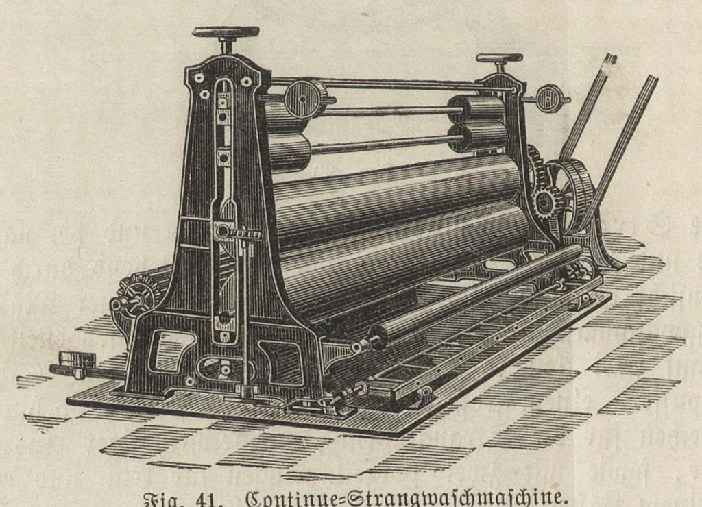 An illustration from Handbuch der Färberei und der damit verwandten : vorbereitenden und vollendenden Gewerbe : Enthaltend die Färberei der Gebräuchlicheren ..., 1889, leaf 357