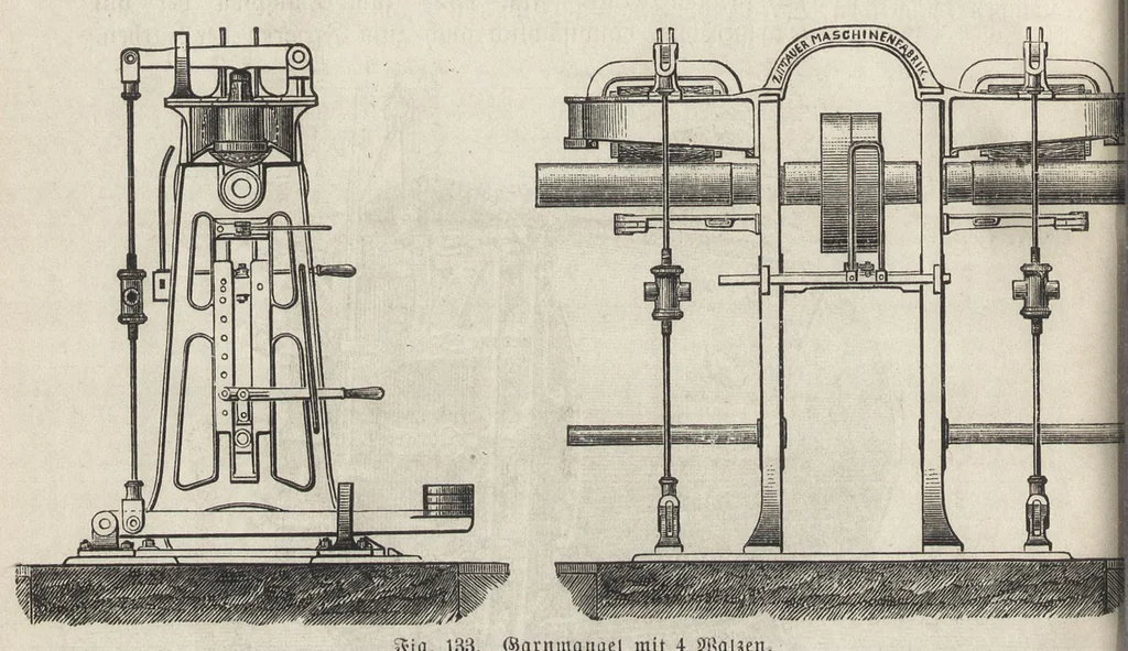 An illustration from Handbuch der Färberei und der damit verwandten : vorbereitenden und vollendenden Gewerbe : Enthaltend die Färberei der Gebräuchlicheren ..., 1889, leaf 483