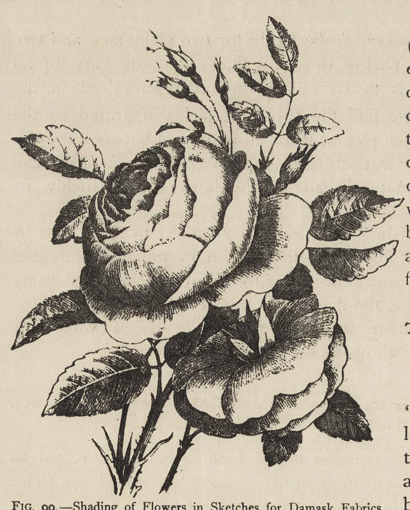An illustration from Jacquard machine; analyzed & explained the preparation of Jacquard cards & practical hints to learners of Jacquard designing, 1893, leaf 127