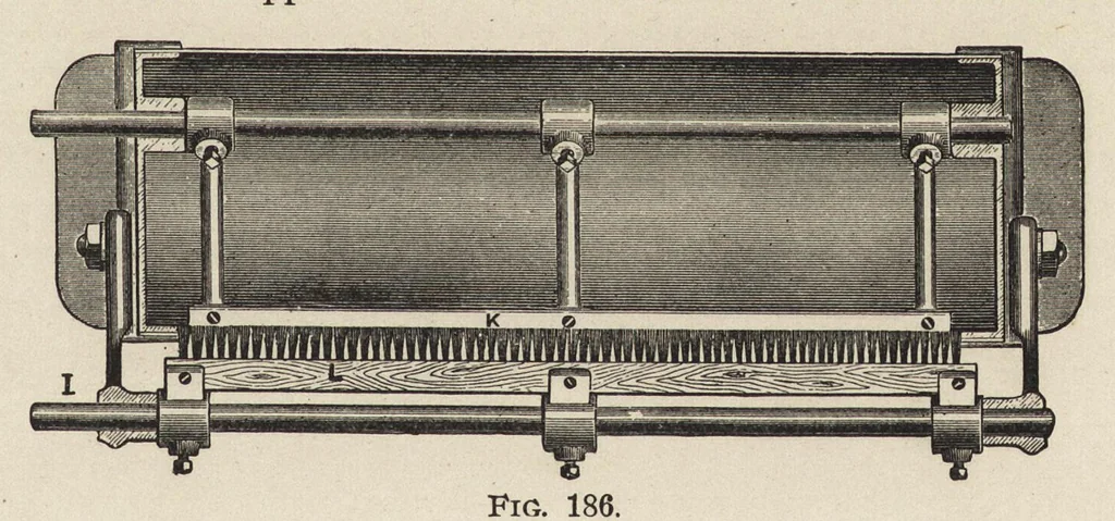 An illustration from The structure of fibres, yarns and fabrics : being a practical treatise for the use of all persons employed in the manufacture of textile fabrics, 1891, leaf 122