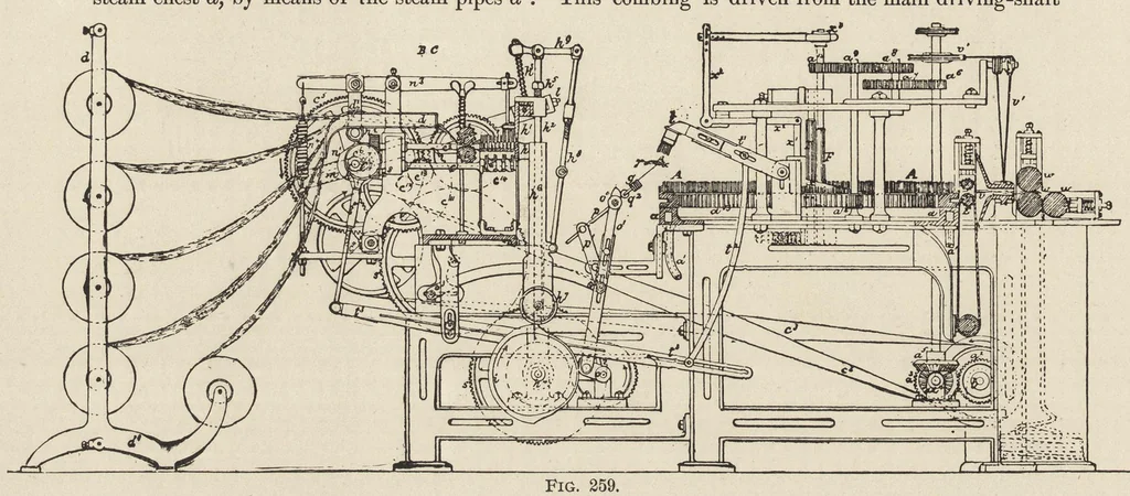 An illustration from The structure of fibres, yarns and fabrics : being a practical treatise for the use of all persons employed in the manufacture of textile fabrics, 1891, leaf 165