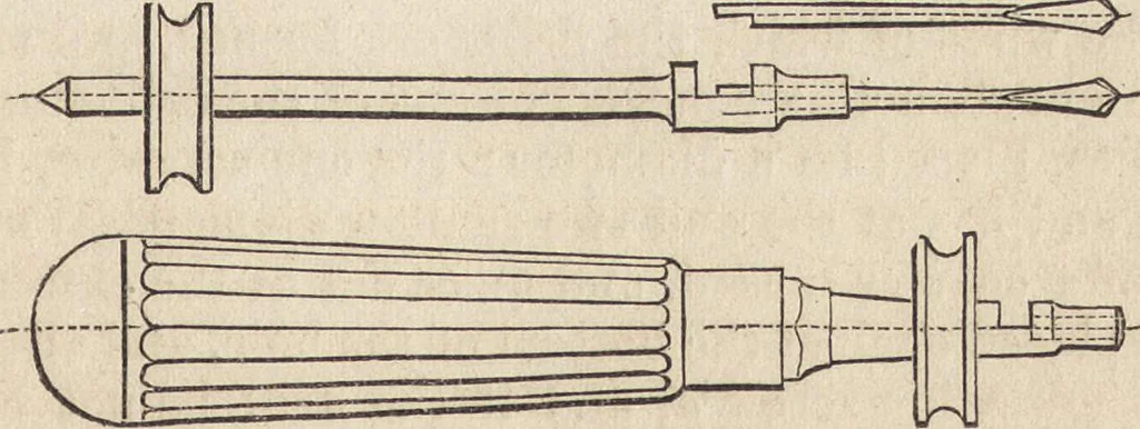 An illustration from The practical metal-worker's assistant : containing the arts of working all metals and alloys, forging of iron and steel, hardening and tempering, melting and mixing, casting and founding, works in sheet metal, the processes dependent on the ductility of the metals, soldering, and the most improved processes, and tools employed by metal-workers, with the application of the art of electro-metallurgy to manufacturing processes : collected from original sources, and from the works of Holtzapffel, Bergeron, Leupold, Plumier, Napier, and others ..., 1851, leaf 302