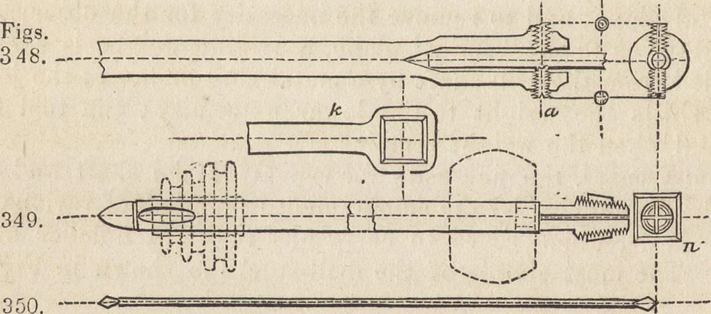 An illustration from The practical metal-worker's assistant : containing the arts of working all metals and alloys, forging of iron and steel, hardening and tempering, melting and mixing, casting and founding, works in sheet metal, the processes dependent on the ductility of the metals, soldering, and the most improved processes, and tools employed by metal-workers, with the application of the art of electro-metallurgy to manufacturing processes : collected from original sources, and from the works of Holtzapffel, Bergeron, Leupold, Plumier, Napier, and others ..., 1851, leaf 303