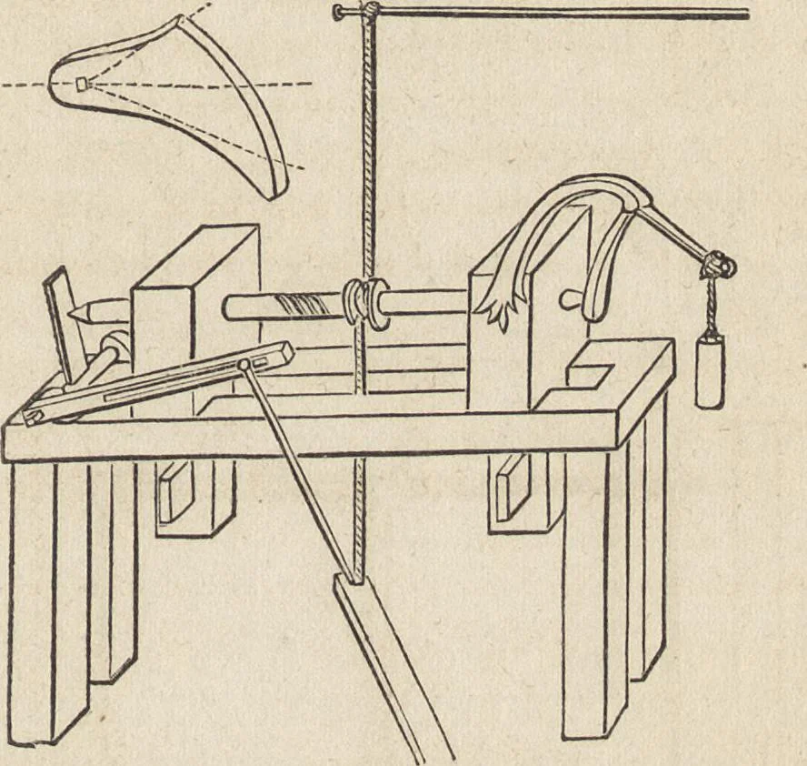 An illustration from The practical metal-worker's assistant : containing the arts of working all metals and alloys, forging of iron and steel, hardening and tempering, melting and mixing, casting and founding, works in sheet metal, the processes dependent on the ductility of the metals, soldering, and the most improved processes, and tools employed by metal-workers, with the application of the art of electro-metallurgy to manufacturing processes : collected from original sources, and from the works of Holtzapffel, Bergeron, Leupold, Plumier, Napier, and others ..., 1851, leaf 346