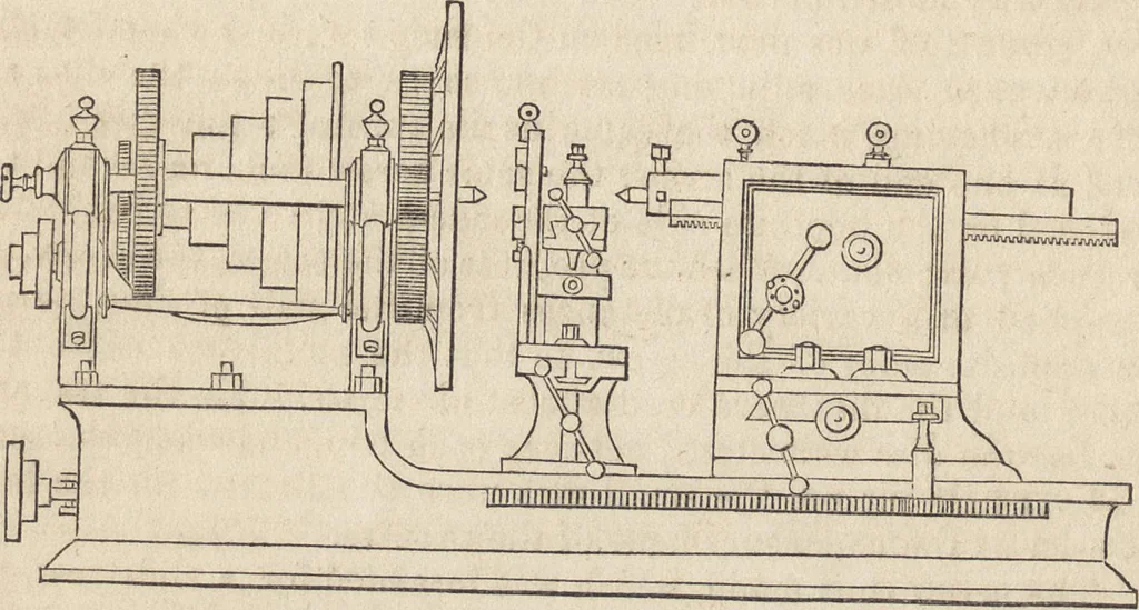 An illustration from The practical metal-worker's assistant : containing the arts of working all metals and alloys, forging of iron and steel, hardening and tempering, melting and mixing, casting and founding, works in sheet metal, the processes dependent on the ductility of the metals, soldering, and the most improved processes, and tools employed by metal-workers, with the application of the art of electro-metallurgy to manufacturing processes : collected from original sources, and from the works of Holtzapffel, Bergeron, Leupold, Plumier, Napier, and others ..., 1851, leaf 371