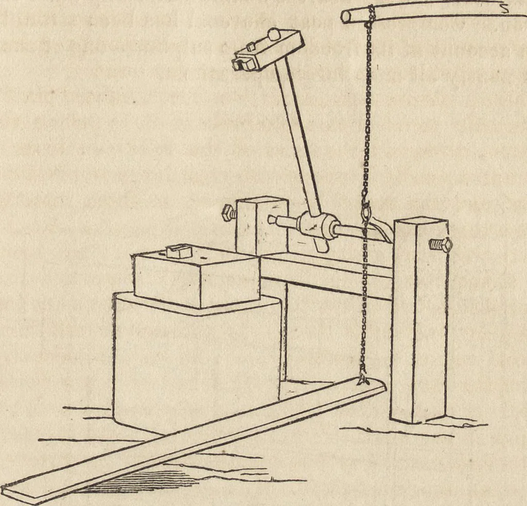 An illustration from The practical metal-worker's assistant : containing the arts of working all metals and alloys, forging of iron and steel, hardening and tempering, melting and mixing, casting and founding, works in sheet metal, the processes dependent on the ductility of the metals, soldering, and the most improved processes, and tools employed by metal-workers, with the application of the art of electro-metallurgy to manufacturing processes : collected from original sources, and from the works of Holtzapffel, Bergeron, Leupold, Plumier, Napier, and others ..., 1851, leaf 42
