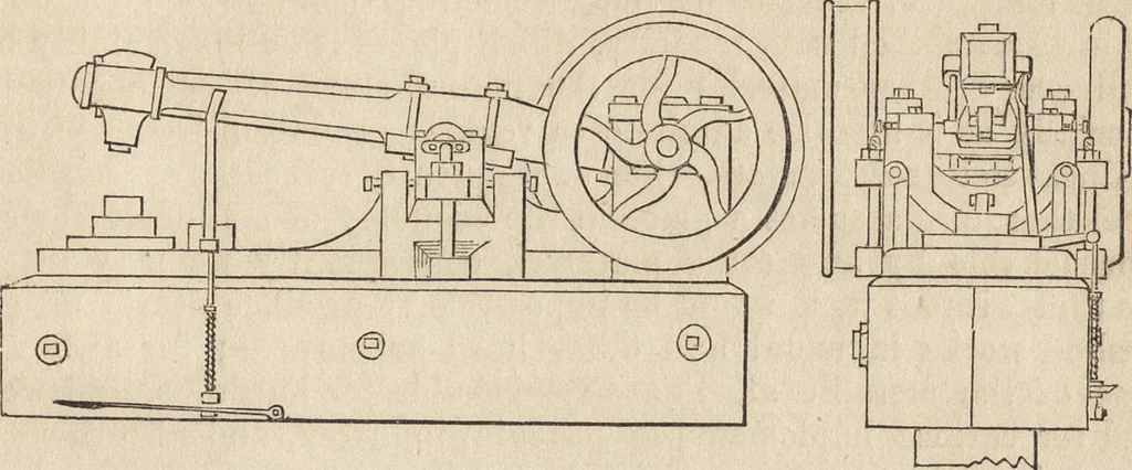 An illustration from The practical metal-worker's assistant : containing the arts of working all metals and alloys, forging of iron and steel, hardening and tempering, melting and mixing, casting and founding, works in sheet metal, the processes dependent on the ductility of the metals, soldering, and the most improved processes, and tools employed by metal-workers, with the application of the art of electro-metallurgy to manufacturing processes : collected from original sources, and from the works of Holtzapffel, Bergeron, Leupold, Plumier, Napier, and others ..., 1851, leaf 68