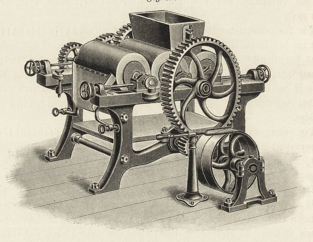 An illustration from J.G. Gentele's Lehrbuch der Farbenfabrikation : Anweisung zur Darstellung, Untersuchung und Verwendung der im Handel vorkommenden Malerfarben, zum Gebrauche für Farben-, Tusch-, und Tapetenfabrikanten, Chemiker, Techniker, Kaufleute, Maler, Koloristen und andere Farbenkonsumenten, 1906, leaf 117